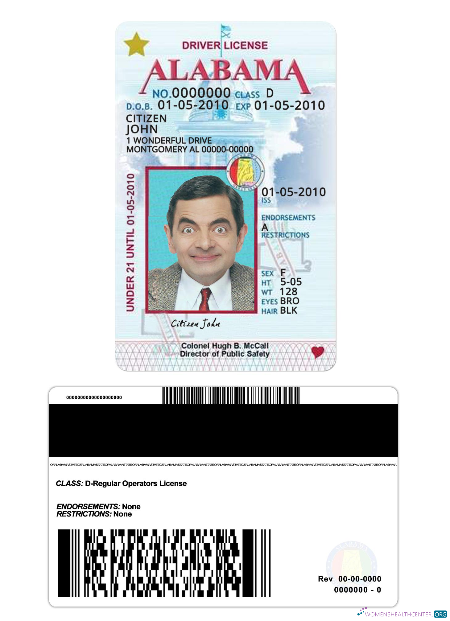 download USA Alabama driving license under 21